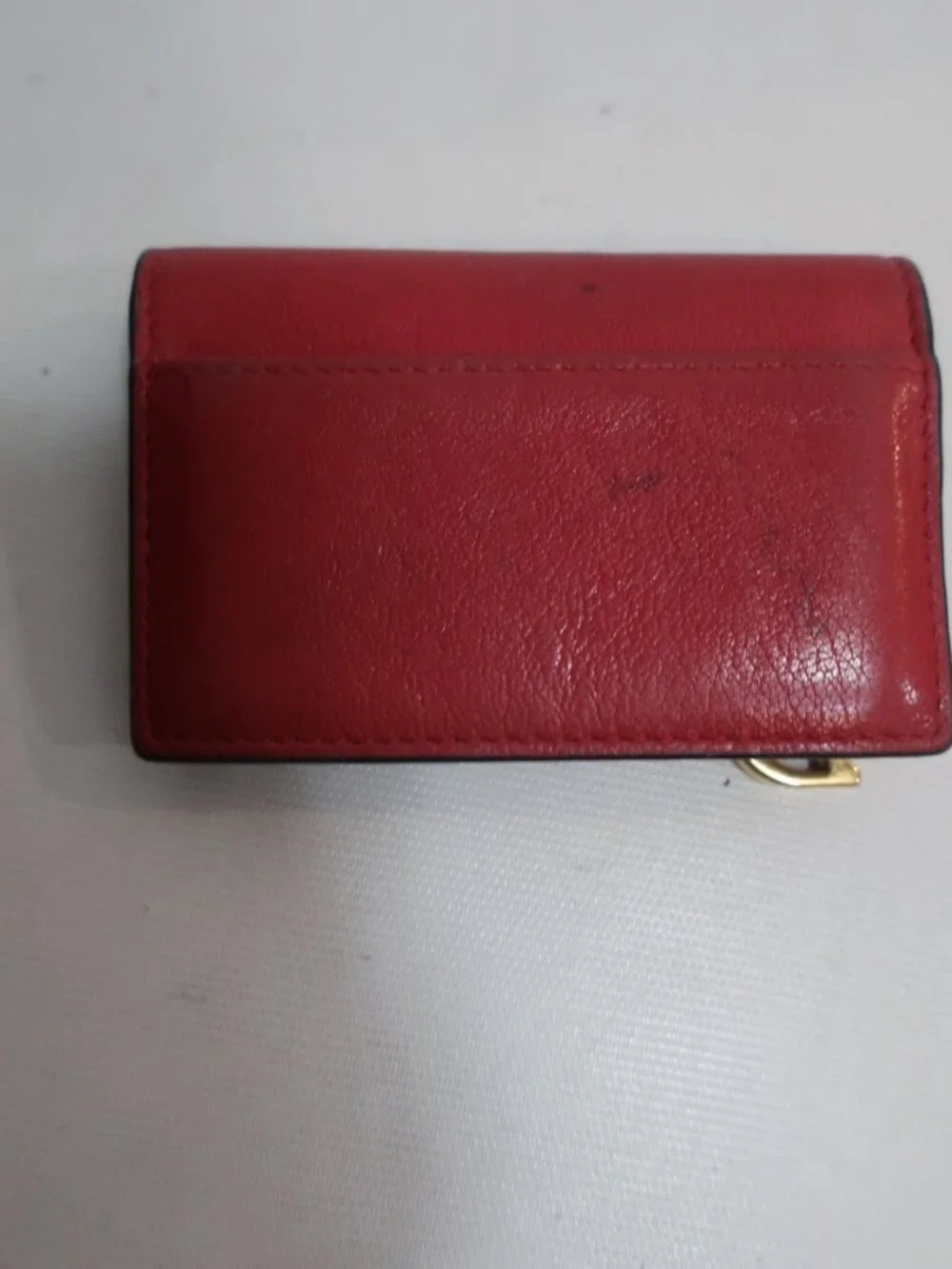 Authentic Christian Dior Paris Red Leather Saddle D Charm Credit Card Wallet